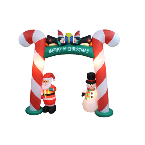 The Holiday Aisle Christmas Inflatable Candy Cane Arch with Santa